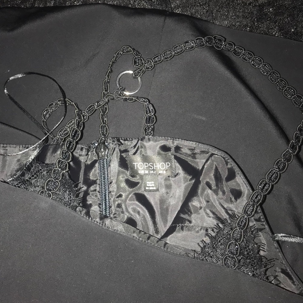 New TopShop Black Lace Chain Loop Prom Dress 2 - Picture 5 of 7